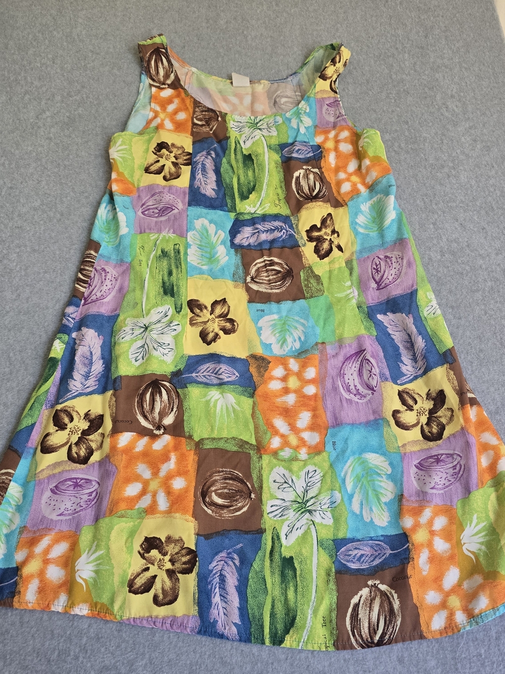 Vintage 90s Tropical Rayon Made in USA Sundress M